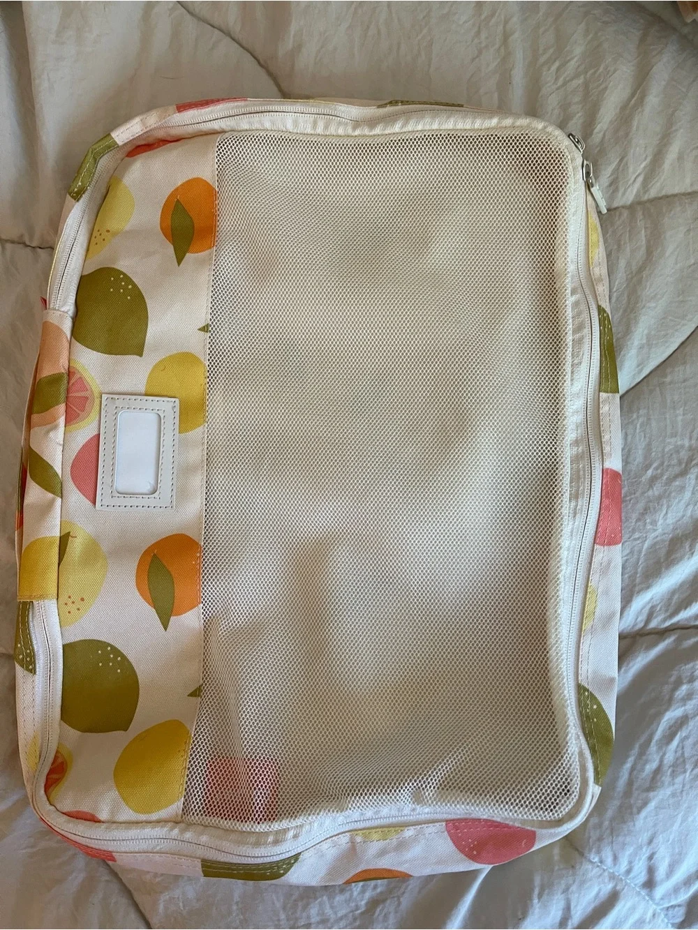 CalPak set of 2 Fruit-Print Travel organizer bags- Peach & Yellow
